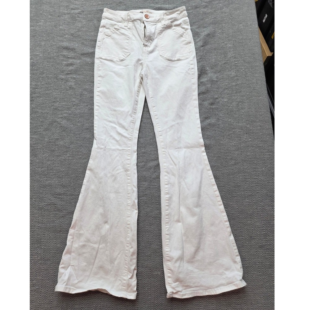 SO High Rise Flare Jeans White Denim Size 5/27W Wide Leg Bell Bottoms